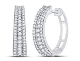 1.00 Carat (ctw H-I, I1-I2) Diamond Hoop Earrings in 14K White Gold